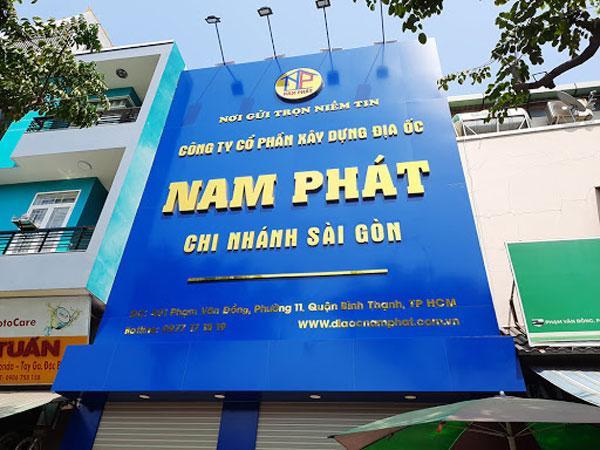 Công trình mặt dựng bảng hiệu alu công ty cổ phần xây đựng địa ốc Nam Phát